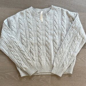 Babaton Light Gray Cable Knit Sweater